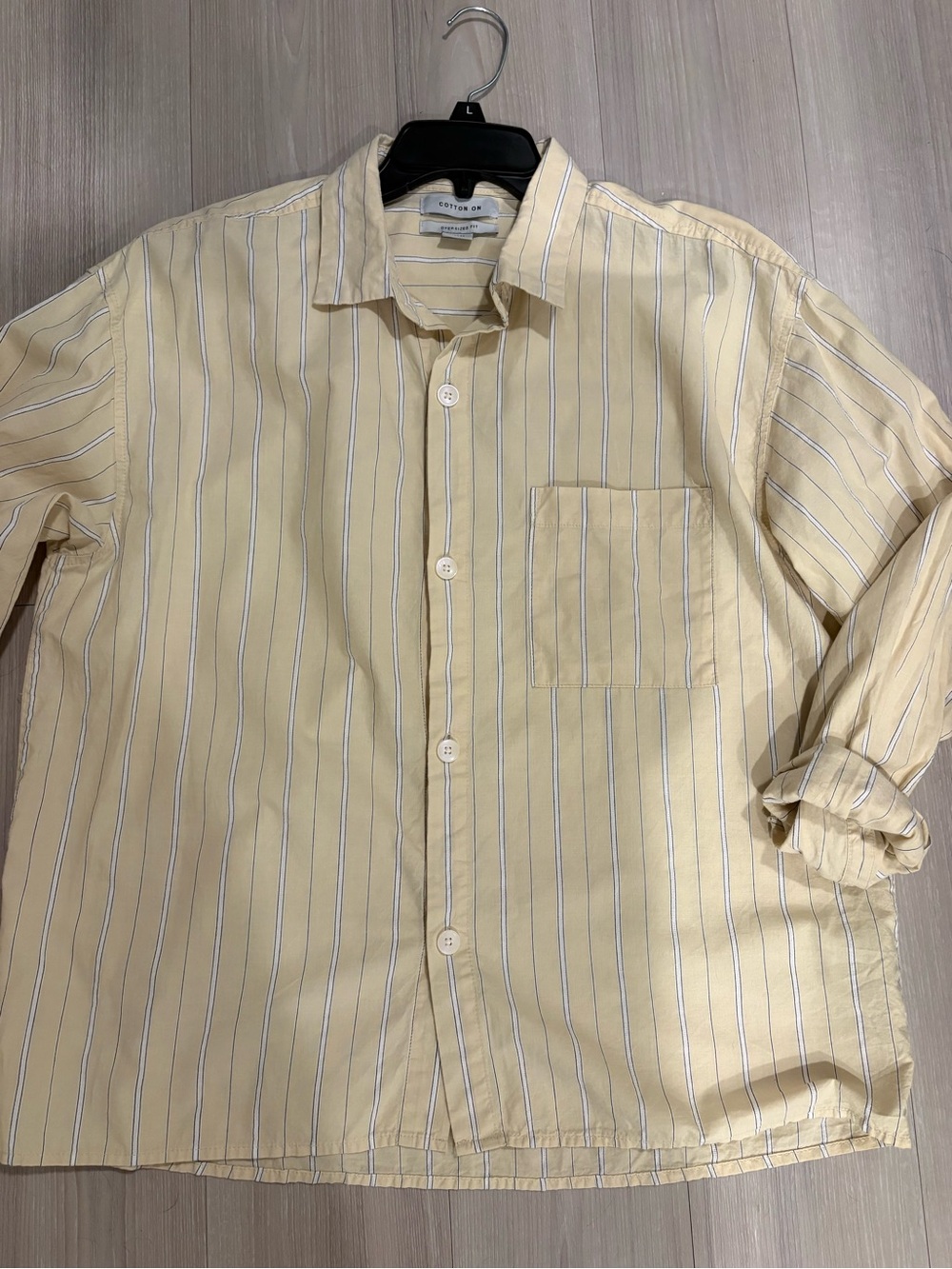 Cotton On Yellow striped Button-Down Shirt worn 1 time oversized fit